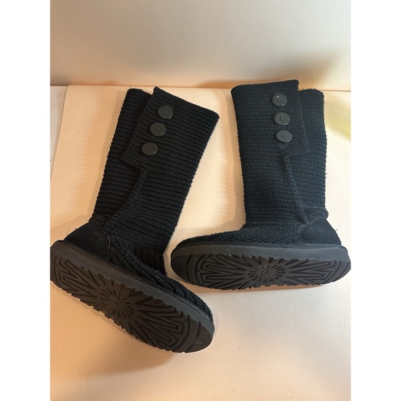 Ugg Black Knit Boots Size 8 - Picture 1 of 8